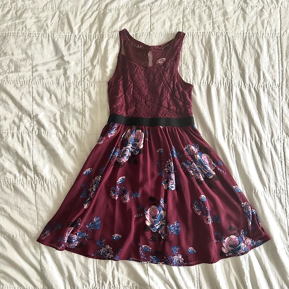 lace floral burgundy dress from xhilaration